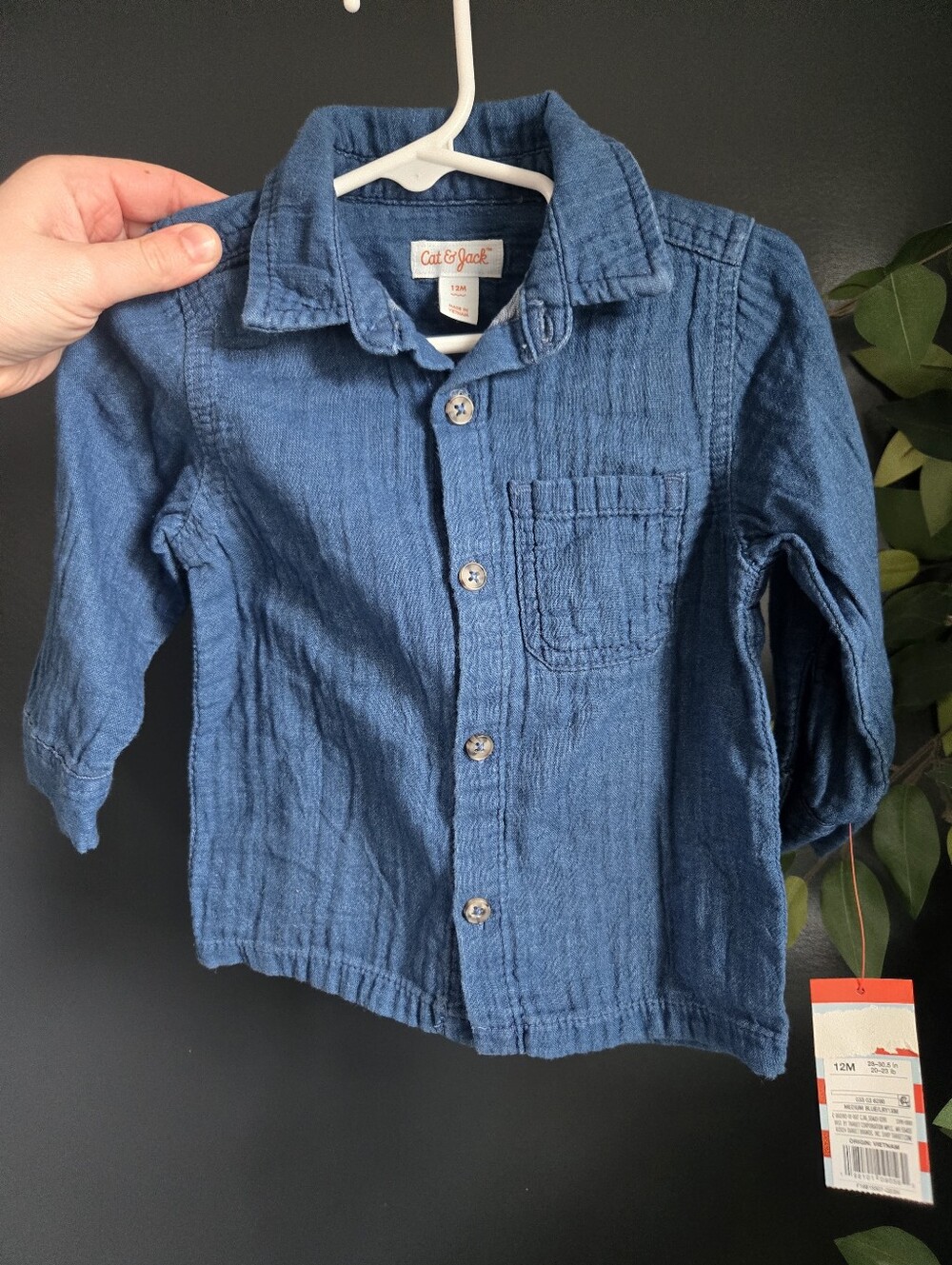 Cat & Jack Linen Button Up NWT 12 Months